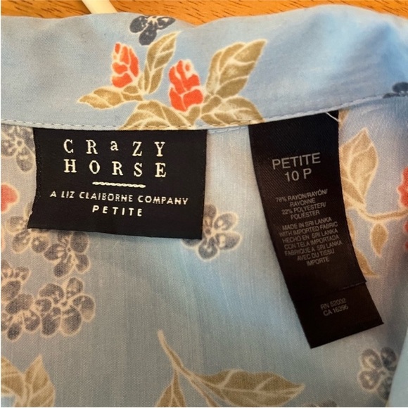 VTG Y2K 90’s LIZ CLAIBORNE FLORAL Crazy Horse SZ 10 Petite Shirt Dress Modest - Picture 8 of 13